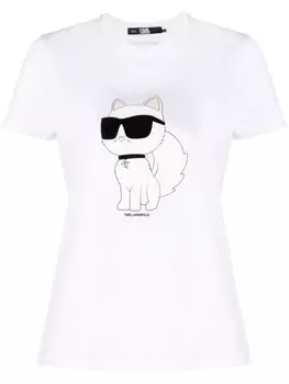 Karl Lagerfeld футболка Ikonik Choupette из органического хлопка, белый