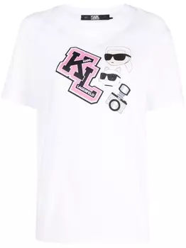 Karl Lagerfeld футболка оверсайз Ikonik Varsity, белый