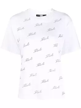 Karl Lagerfeld футболка Rhinestone Karl из органического хлопка, белый
