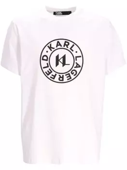 Karl Lagerfeld футболка с круглым логотипом, белый