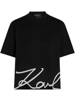Karl Lagerfeld футболка с логотипом на подоле, черный