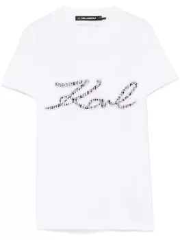 Karl Lagerfeld футболка с вышитым логотипом, белый
