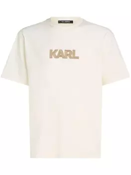 Karl Lagerfeld футболка с вышитым логотипом, нейтральный цвет