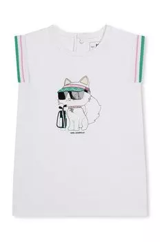 Karl Lagerfeld Хлопковое детское платье, белый