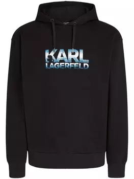 Karl Lagerfeld худи из органического хлопка с логотипом, черный
