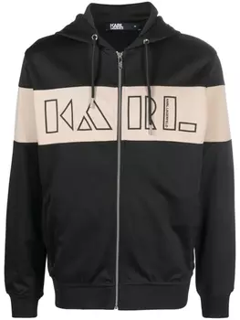 Karl Lagerfeld худи на молнии с логотипом, черный