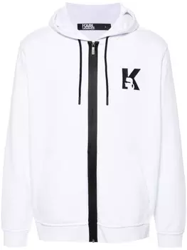 Karl Lagerfeld худи на молнии с логотипом Ikonik Karl, белый