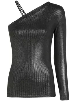 Karl Lagerfeld Jeans блузка асимметричного кроя в рубчик, серый