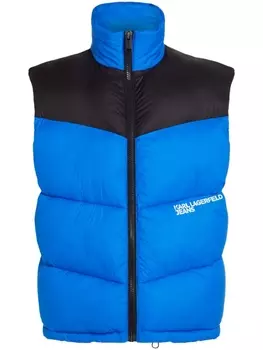 Karl Lagerfeld Jeans дутый жилет с нашивкой-логотипом, синий