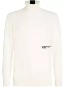 Karl Lagerfeld Jeans джемпер с высоким воротником и вышитым логотипом, нейтральный цвет