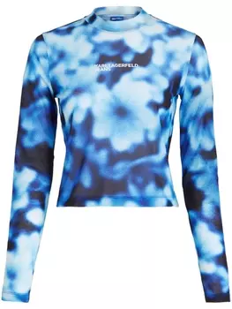 Karl Lagerfeld Jeans logo-print cropped sweatshirt, синий