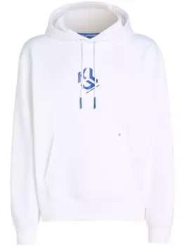 Karl Lagerfeld Jeans logo-print jersey hoodie, белый