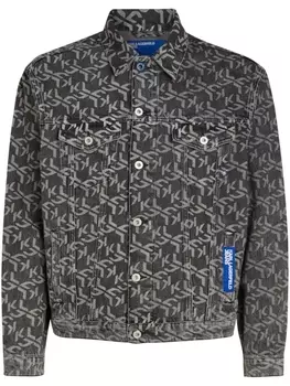 Karl Lagerfeld Jeans monogram-pattern denim jacket, серый