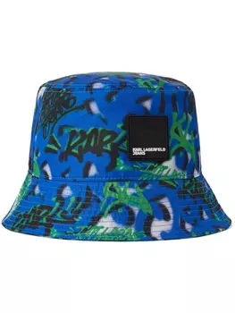 Karl Lagerfeld Jeans панама с принтом граффити из коллаборации с Crapule2000, синий