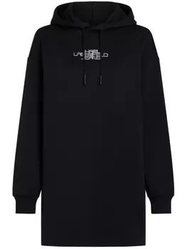 Karl Lagerfeld Jeans платье с капюшоном и логотипом, черный