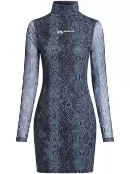 Karl Lagerfeld Jeans платье со змеиным принтом и логотипом, синий