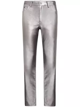 Karl Lagerfeld Jeans расклешенные брюки с нашивкой-логотипом, серебристый