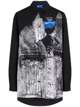 Karl Lagerfeld Jeans рубашка с эффектом тромплей, черный