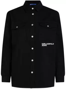 Karl Lagerfeld Jeans рубашка с вышитым логотипом, черный