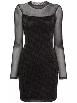 Karl Lagerfeld Jeans сетчатое платье мини с логотипом, серый