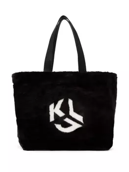 Karl Lagerfeld Jeans сумка-тоут из искусственного меха с логотипом, черный