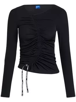 Karl Lagerfeld Jeans топ с длинными рукавами и сборками, черный