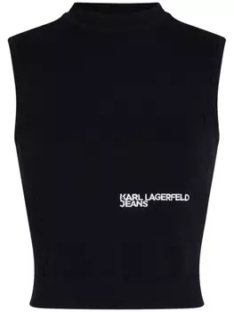 Karl Lagerfeld Jeans трикотажный топ с открытой спиной, черный