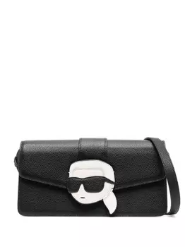 Karl Lagerfeld K/Ikonik 2.0 leather shoulder bag, черный