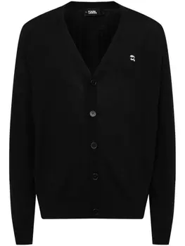 Karl Lagerfeld кардиган Ikonik 2.0 из шерсти мериноса, черный