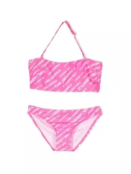 Karl Lagerfeld Kids бикини с вырезом халтер и логотипом, розовый