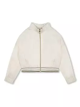 Karl Lagerfeld Kids бомбер на молнии с кристаллами, нейтральный цвет