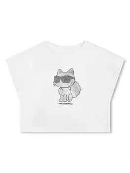 Karl Lagerfeld Kids декорированная футболка Ikonik, нейтральный цвет
