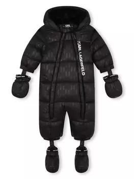 Karl Lagerfeld Kids дутый комбинезон с тисненым логотипом, черный
