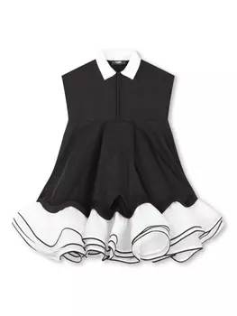 Karl Lagerfeld Kids двухцветное платье с оборками, черный