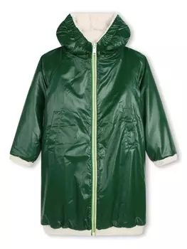 Karl Lagerfeld Kids двустороннее пальто с капюшоном и логотипом, зеленый