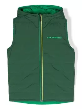Karl Lagerfeld Kids двусторонний жилет с капюшоном, зеленый