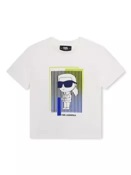 Karl Lagerfeld Kids футболка Ikonik из органического хлопка, белый