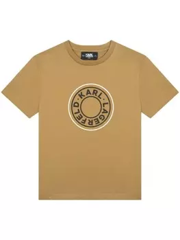 Karl Lagerfeld Kids футболка из хлопка с логотипом, коричневый