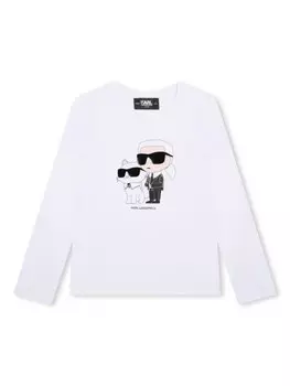 Karl Lagerfeld Kids футболка с длинными рукавами и принтом Ikonik Karl, белый