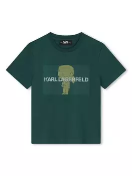 Karl Lagerfeld Kids футболка с графичным принтом, зеленый