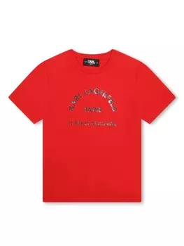 Karl Lagerfeld Kids футболка с круглым вырезом и логотипом, красный