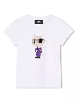 Karl Lagerfeld Kids футболка с круглым вырезом и принтом Ikonik Karl, белый