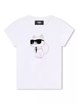 Karl Lagerfeld Kids футболка с круглым вырезом и принтом Шупетт, белый