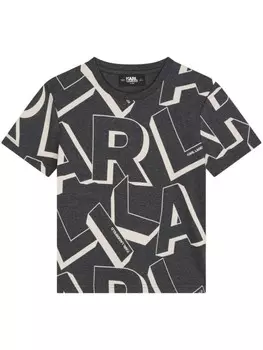 Karl Lagerfeld Kids футболка с логотипом, серый