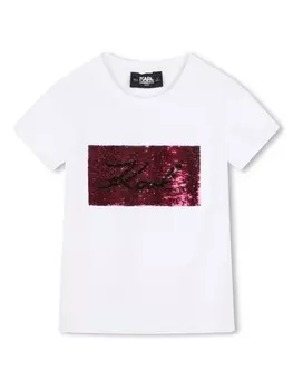 Karl Lagerfeld Kids футболка с пайетками, белый