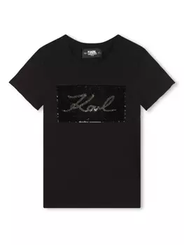 Karl Lagerfeld Kids футболка с пайетками, черный