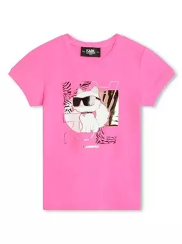 Karl Lagerfeld Kids футболка с принтом Choupette, розовый