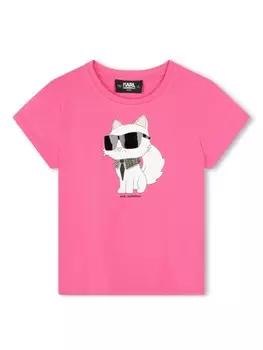 Karl Lagerfeld Kids футболка с принтом Choupette, розовый