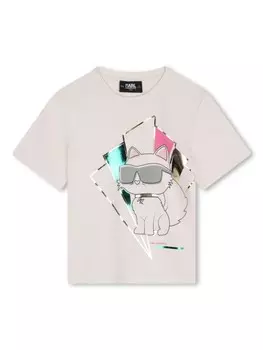 Karl Lagerfeld Kids футболка с принтом Choupette, белый