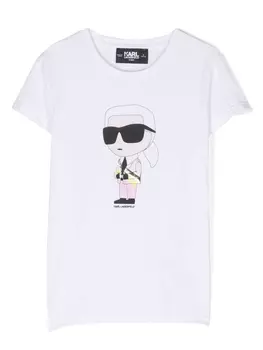 Karl Lagerfeld Kids футболка с принтом Ikonik Karl, белый